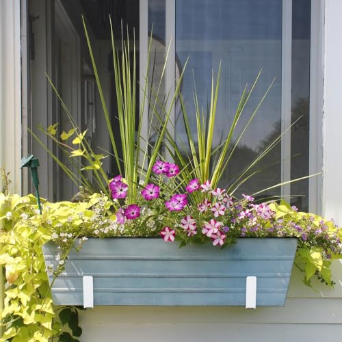 6PCS Adjustable Window Box Brackets, Heavy Duty Planter Box Brackets (6 to 12 in), Wall Mount Flower Box Brackets for Balcony, Fences, Patio, and Garden- White