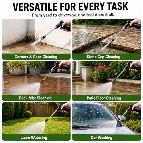 High Pressure Hose Nozzle, 360° Rotating Garden Hose Sprayer, 3/4 in