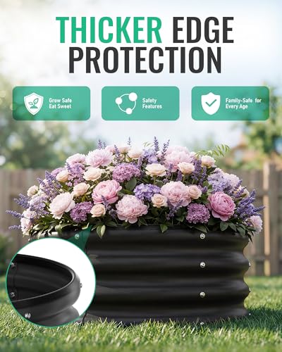 ZXZYHFTY Round Raised Garden Bed Set, 1 Pack, 2 x 2 x 1 Ft, Black - color: Black