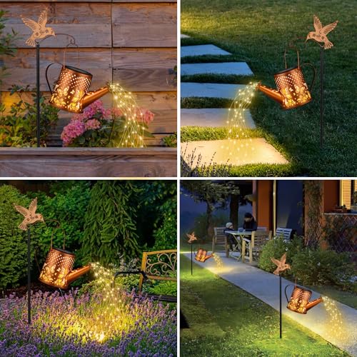 Butterfly Solar Watering Can Lantern Waterproof Garden Decor - size: Butterfly