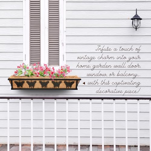 2-Pack 24IN Window Box Railing Hanging Planter Coco Liner Basket, S2 - color: 2pcs - 24in Style 2