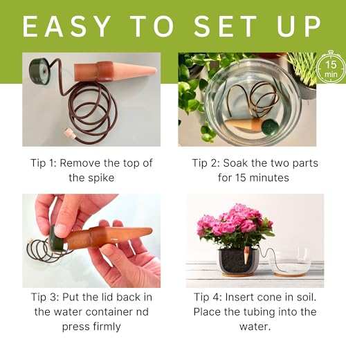 Blumat Classic Self-Watering Stakes - Prevents Overwatering and Underwatering for Healthy Growth While You are Away - Ideal for Indoor Plant Watering, 15 Pack, wo Adapter - size: 15 Pack without Adapter