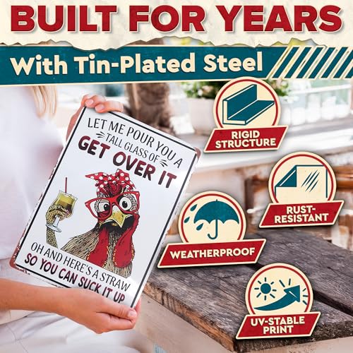 Metal Signs for Outside and Inside, 8 x 12 In, Funny Tin Wall Art - color: Let Me Pour You