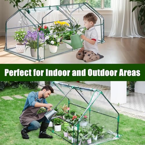 Garvee Mini Greenhouse with Zippered Doors & Roll-up Windows, 71" x 36" x 36" Portable Plant Hot House with Durable PVC Cover, Water Resistant, UV Protected for Outdoor Flowers, Vegetables - size: 71"x36"x36"