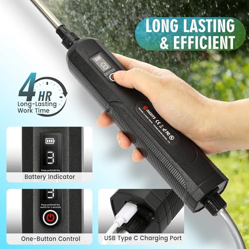 Battery Powered Sprayer 1.35 Gallon, Upgrade Electric Sprayer with Ergonomic Handle for Retractable Wand, Force Indicator, Adjustable Shoulder Strap for Garden, Weed Lawn and Cleaning - size: 1.35Gallons