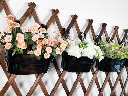 6 Pack 12" Metal Balcony Fence Railing Planters for Outdoor, Oval Black - color: Oval-black