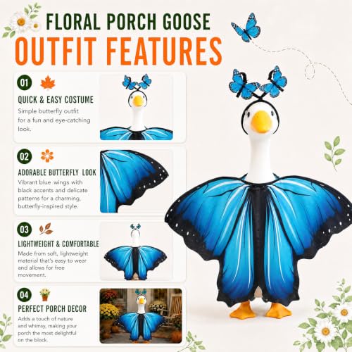 Butterfly Porch Goose Outfits Wing Cape Set for 23'' Goose - color: Blue Butterfly