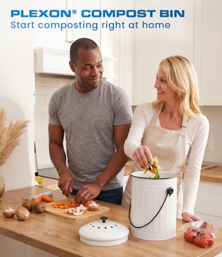 Plexon Countertop Compost Bin Kitchen with Lid, 1.5 Gall - color: White