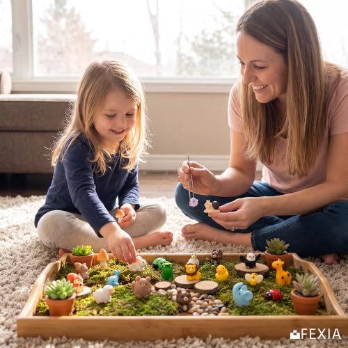 FEXIA 55 Pcs Mini Resin Animals 55 Styles Tiny Animals Figurines Desk Pets - color: Animals-55pcs