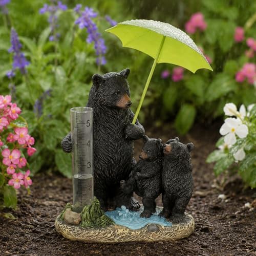 The Bridge Collection Mother Bear and Cubs Rain Gauge Figurine