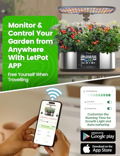 LETPOT LPH-Max 21-Pod Hydroponic Growing System Kits, Smart Indoor Garden with APP & WiFi Control, Auto Watering & Nutrient Supply, 36W Full Spectrum LED Grow Light, 7.5L Tank, Up to 30" Height - size: 21 Pods