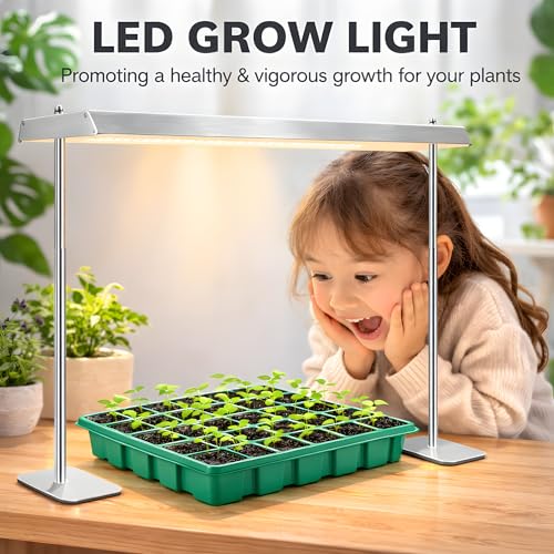 SDOVUERC 60W High-Power Full Spectrum Grow Lights Stand for Indoor Plants. - color: Silver