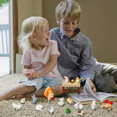 30 Pcs Mini Resin Animals Tiny Forest Animal Figurines to Hide