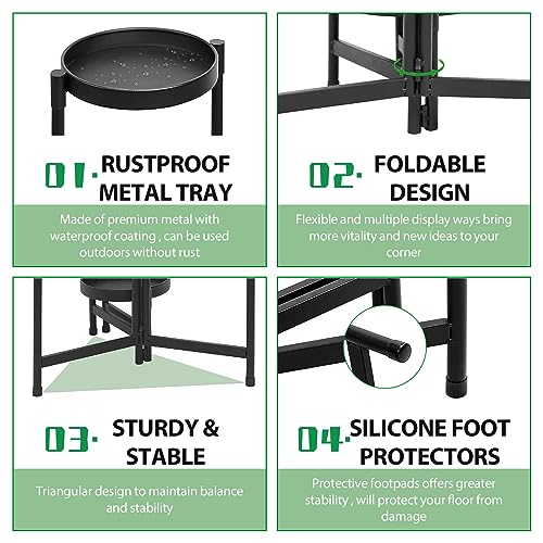 5 Tier Metal Indoor Outdoor Plant Stand Black
