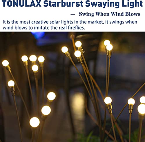 TONULAX Solar Garden Lights - Upgraded Solar Swaying Light, Sway by Wind, Outdoor Lights, Yard Patio Pathway Decoration, High Flexibility Iron Wire & Heavy Bulb Base, Warm White (4 Pack) - size: 4 Pack