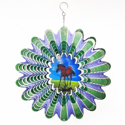 Animated Horse Wind Spinner- 3D Hanging Wind Sculptures & Catcher - color: Animated Horse