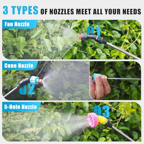 Battery Powered Sprayer Wand Rechargeable, 3 Nozzles for Tank & Garden Watering