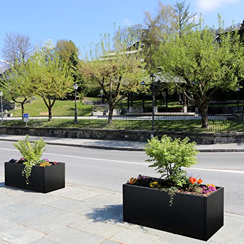 Galvanized Steel Planters Rectangular Planter 32" L x 16" W x 16" H, Black - color: Black, size: 32" L x 16" W x 16" H