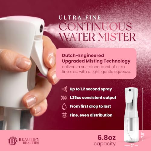 BeautifyBeauties Continuous Spray Bottle for Hair, 6..8 oz Mister Spray - color: Clear, size: 6.8 Ounces