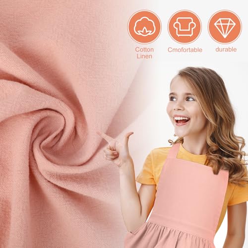 Kids Pinafore Apron, Cross Back Apron, Japanese Style Bib Aprons Home Clothes - color: Pink, size: 60 x 122 cm
