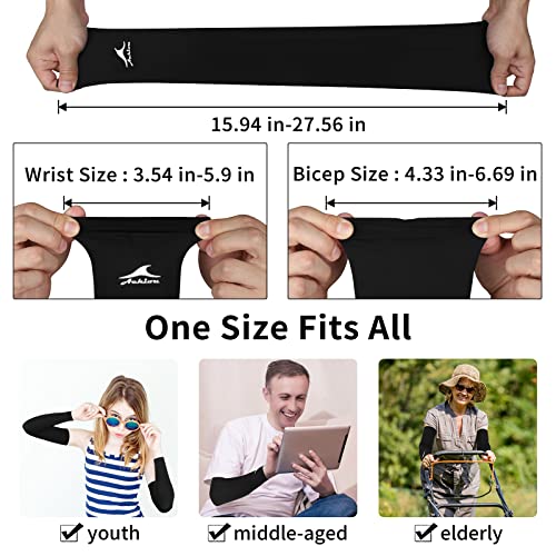Achiou Volleyball Arm Sleeves for Women, Cooling Ice Silk Sun Sleeves Youth - color: 2 Pairs: Black