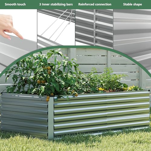 FOOWIN 6x3x3ft Raised Garden Bed Outdoor, Galvanized Steel Garden Beds - color: Silver, size: 6x3x3 FT-2PC