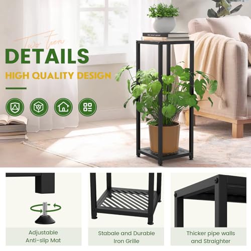 TOSKING 2-Tier Tall Plant Stand Indoor, 30-Inch Modern Metal Shelf, Black - color: Black-2-tier 30''