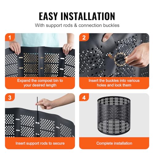 VEVOR Compost Bin 220 Gallon, Outdoor Expandable Composter, Easy to Setup & Large Capacity Composting Bin, Fast Creation of Fertile Soil - style: 220 Gallon