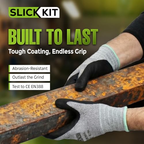 MicroFoam Nitrile Coated Work Gloves 6 Pairs, Superior Grip & Dexterity, Seamless Knit Liner, Breathable, Versatile - size: Large/9
