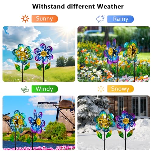 Viveta 2 Pack Wind Spinners,Flower Garden Sculpture - color: Flowers
