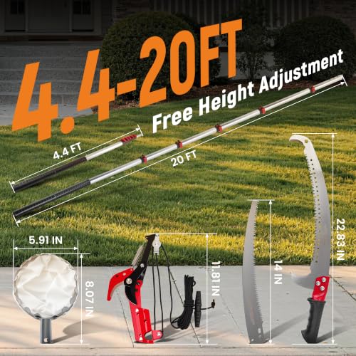 maXpeedingrods 26FT Manual Pole Saw, 4-In-1 Pole Saws for Tree Trimming