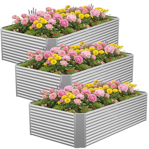 Galvanized Steel Raised Garden Bed, Extra Large Outdoor Planter Box for Vegetables & Herbs, Rust-Resistant and Easy to Clean DIY Garden Box (3, 6×3) - size: 6×3