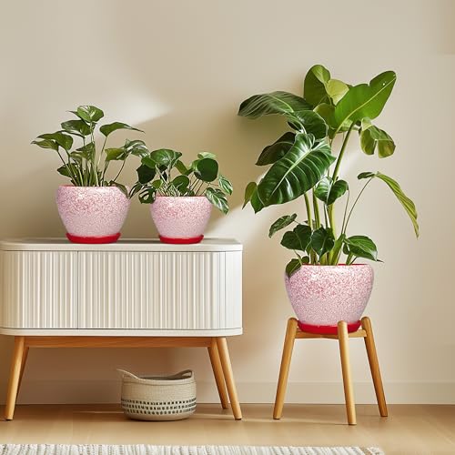 10 Inch Pots for Plants, Ceramic Planter Pots, Crackle Red - color: Crackle Red, size: 10 Inch