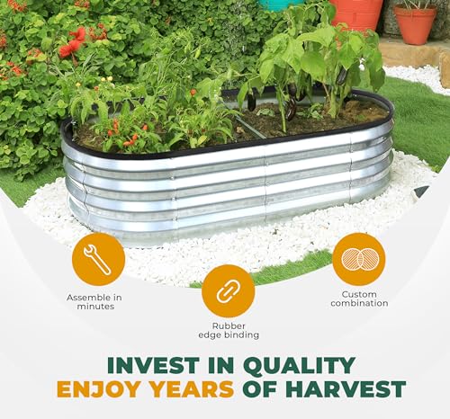 Utopia Home Galvanized Raised Garden Bed 6x2x1 Ft, Pack of 1 Silver - color: Silver, size: 6 Ft