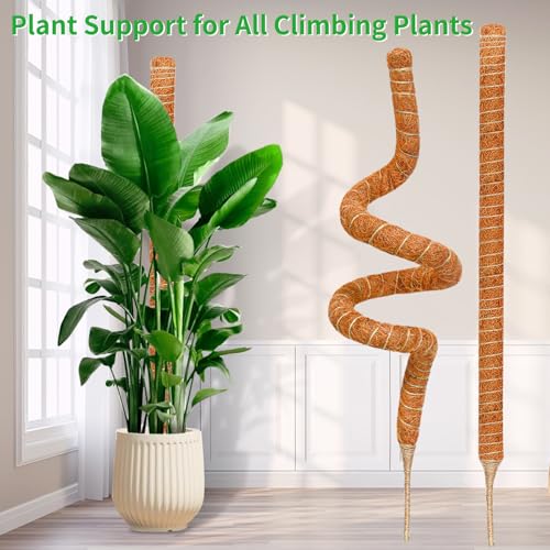 2 Pack Moss Pole for Monstera, 39in Coir Bendable Plant Support Stakes - size: 2 Pack ( 39-Inch)