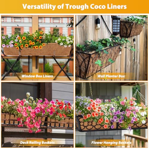 Legigo 2 Pack Rectangle Coco Liners for Planters- 24 Inch Window Box Liners - size: 24 Inch