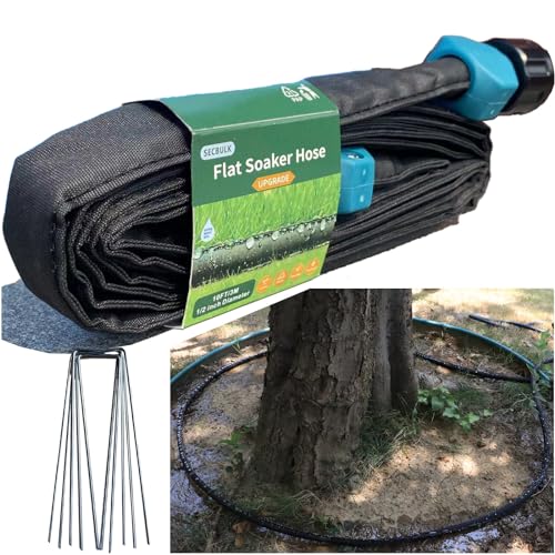 Secbulk 2026 Flat Soaker Hose 10 ft with Stakes for Garden, 10ft Linkable Drip Hose Diy Garden Irrigation System Saving 80% Water, Dual-layer Leak-free Design Water Hose with Holes - size: 10ft