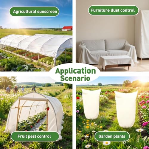 10x16.4 Ft Plant Sun Protection Cloth, Garden Non-Woven Plant Shade Cloth - size: 10 x 16.4Ft