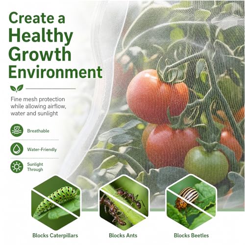 RAINFLOW Garden Netting 10 x 5 FT - 60 Mesh Plant Cover for Raised Beds