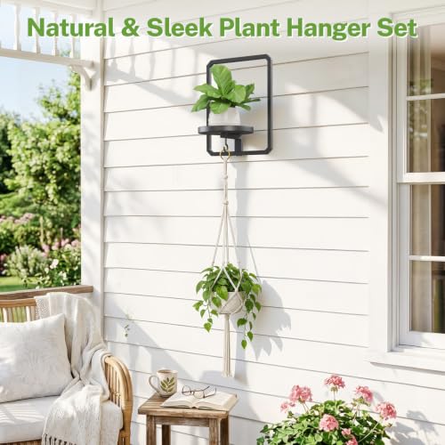 iDavosic.ly Wall Plant Picture Frame Holder with Macrame Hange, Black - color: Black with 1 Hanger, size: Rectangular