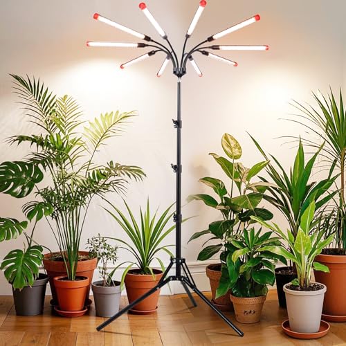 FRGROW 10Head Grow Light with Stand for Tall&Large Indoor Plants - size: Stand-10Head-90W