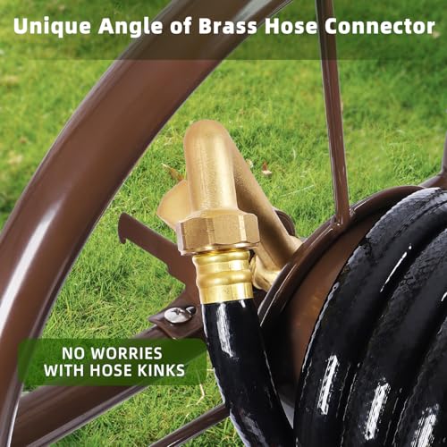 WERMAH Upgrade Hose Reel Cart, Garden Hose Cart 4 Wheels, Holds 300ft 5/8"