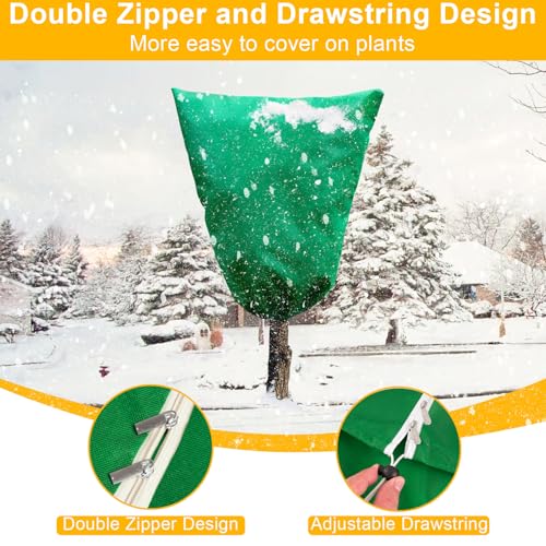 86.6" W X 97.5" H Plant Covers for Winter Freeze Protection, Frost Protection Covers for Outdoor Plants, 2.2 oz/yd² Tree Covers with Double Zipper Heads & Drawstring Design for Winter, 1 Pack - size: 86.6" W X 97.5" H