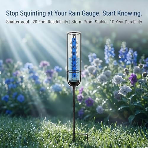 Rain Gauge Outdoor Plastic Garden: Blue Scale Easy Read