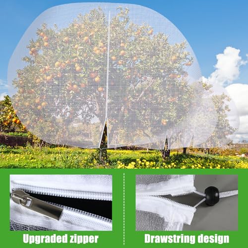 1 Pcs Large Fruit Tree Netting 15 X 15 Ft with Zipper Drawstring - size: 15 x 15 ft