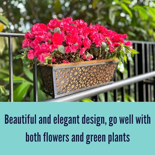 LaLaGreen Garden Wall Planter (16 in, 4 Pack) Black Window Box with Liner - size: 16" (41cm) x 4 pack