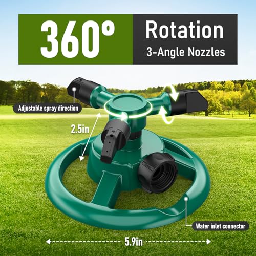 Sprinklers for Yard, Lawn & Garden Sprinkler Automatic 360 Rotating for Large Area Coverage, Grass Water Sprinkler for Kids and Pets Water Fun