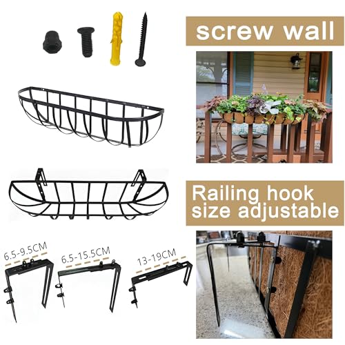 2pack 24-inch Window Sill Window Railing Planters with Cocoa Liner for Outdoor Balconies, Porches, Fences, Patio Railings - size: 24 inch