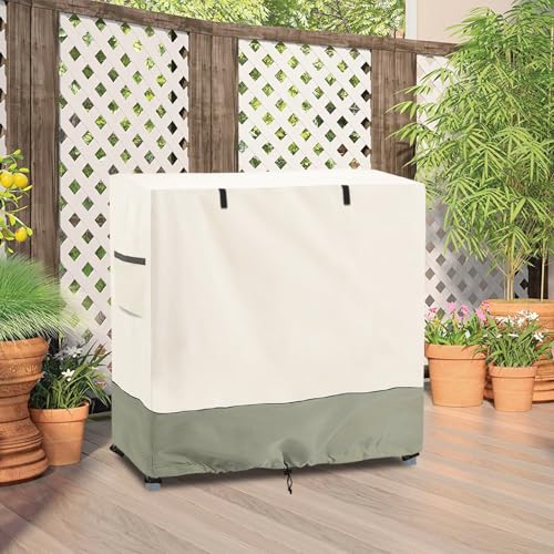 Outdoor Garden Potting Bench Table Cover with Split Zipper,Outdoor Storage Cabinet Cover,Heavy 600D Duty Waterproof Anti-UV All Weather Protection,39" x 19" x 36" -Beige - size: Beige & Green