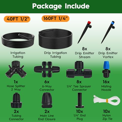 200FT Quick-Connect Drip Irrigation System - size: 200 FT